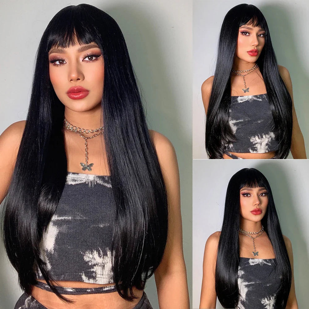 Light Blonde Golden Hair Long Silky Straight Synthetic Wig