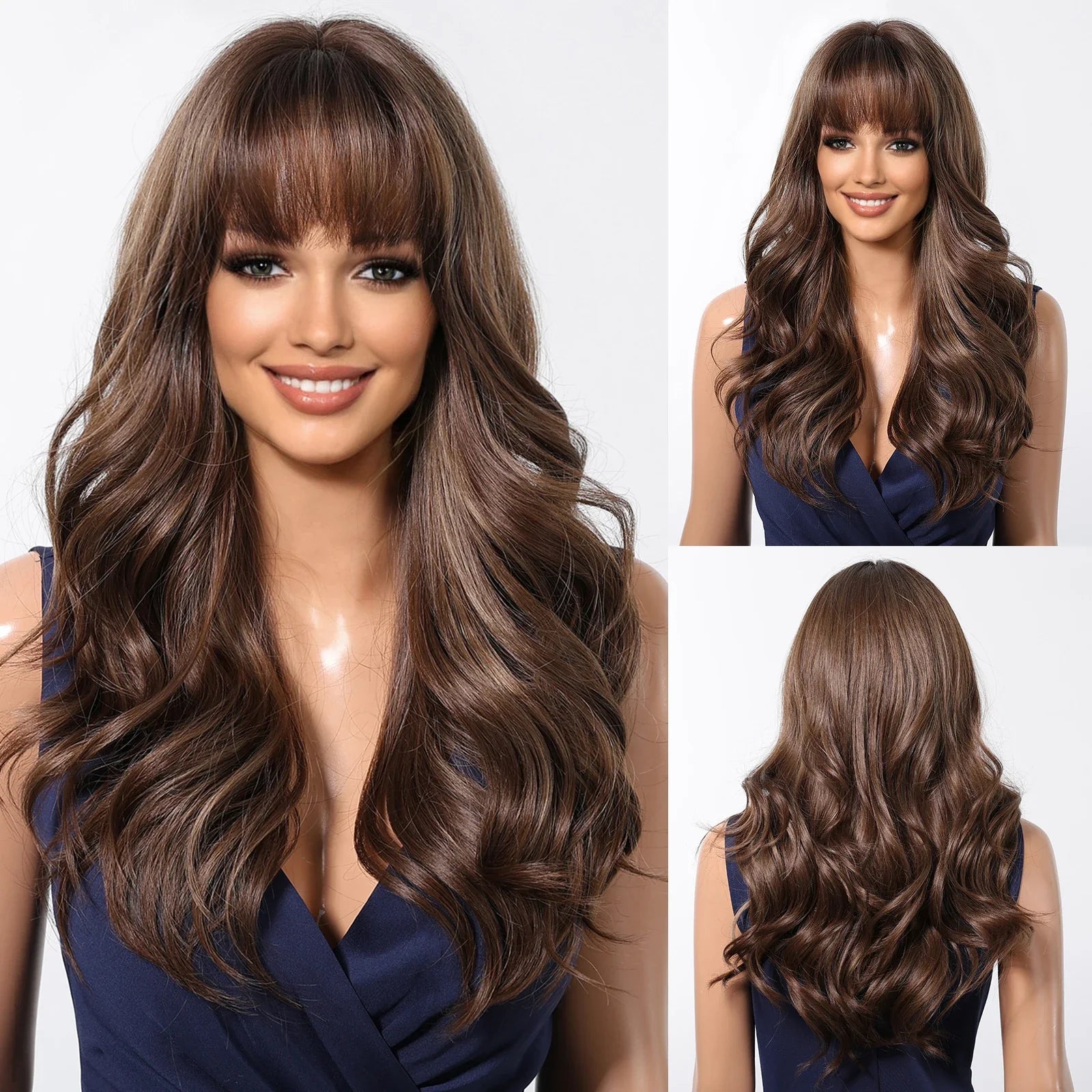 Brown Highlight Synthetic Wigs