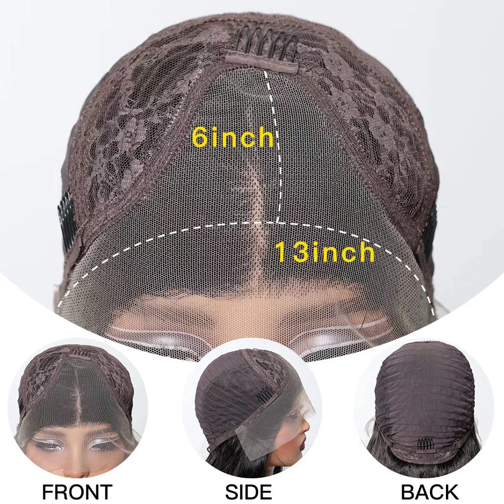 13*6 Lace Frontal Wig Synthetic Hair Blonde Mixed Brown Wig