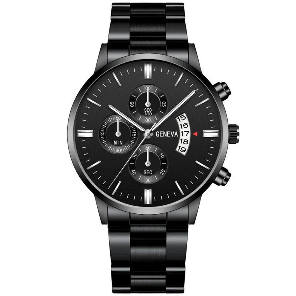 Leisure Black Stainless Steel Watch