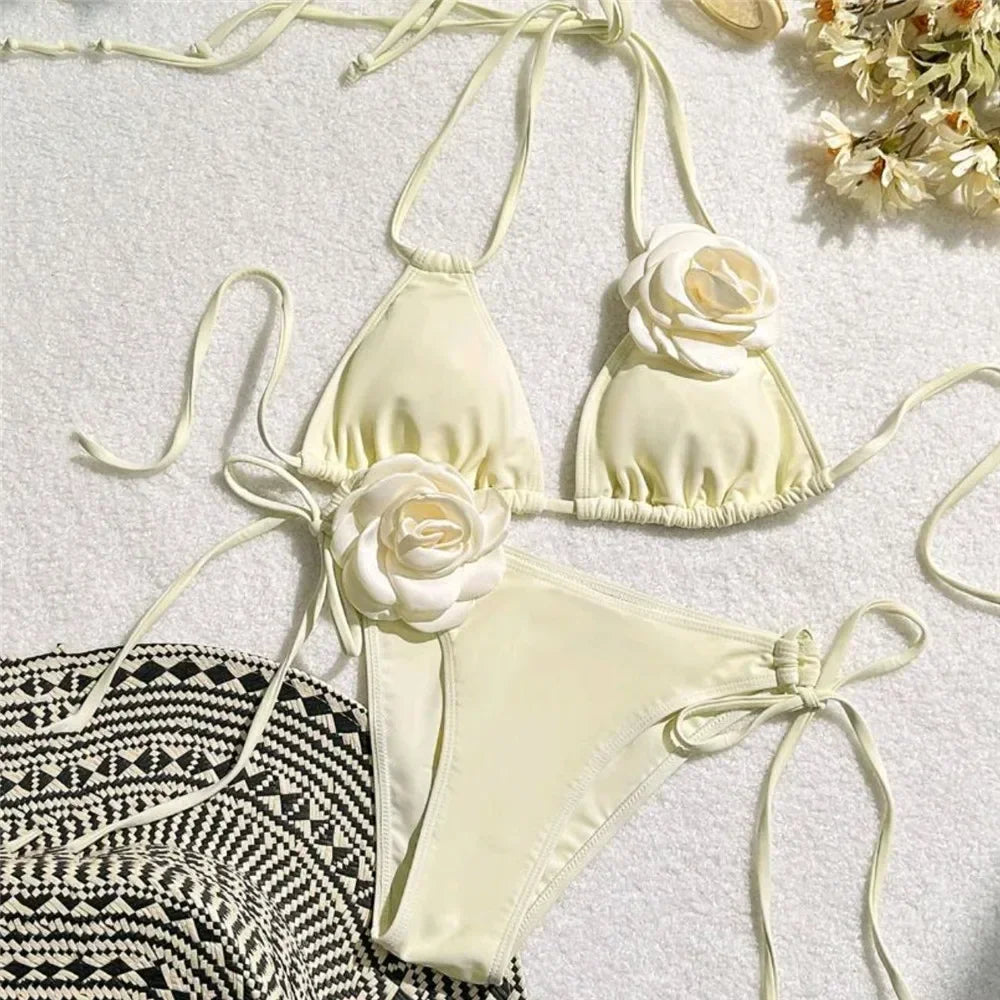 Flower Bandeau Thong Bikini