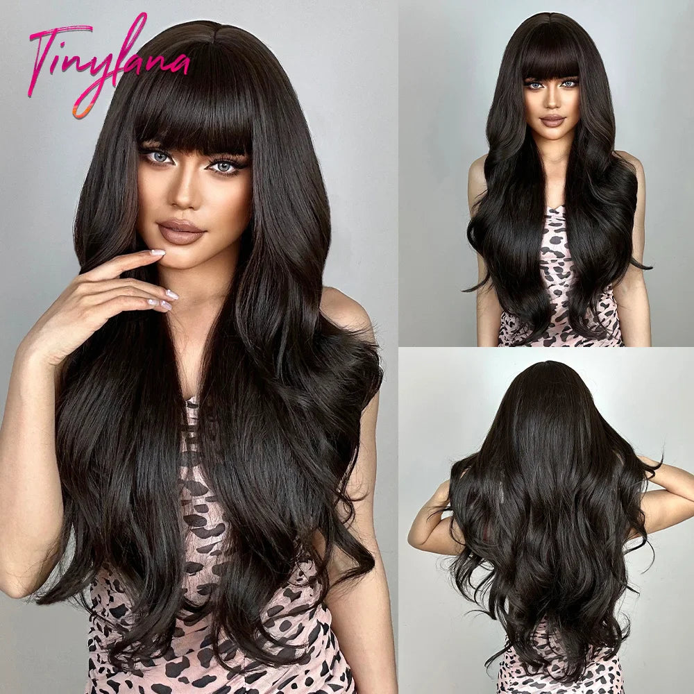 Super Long Curly Chocolate Brown Synthetic Hair Wigs