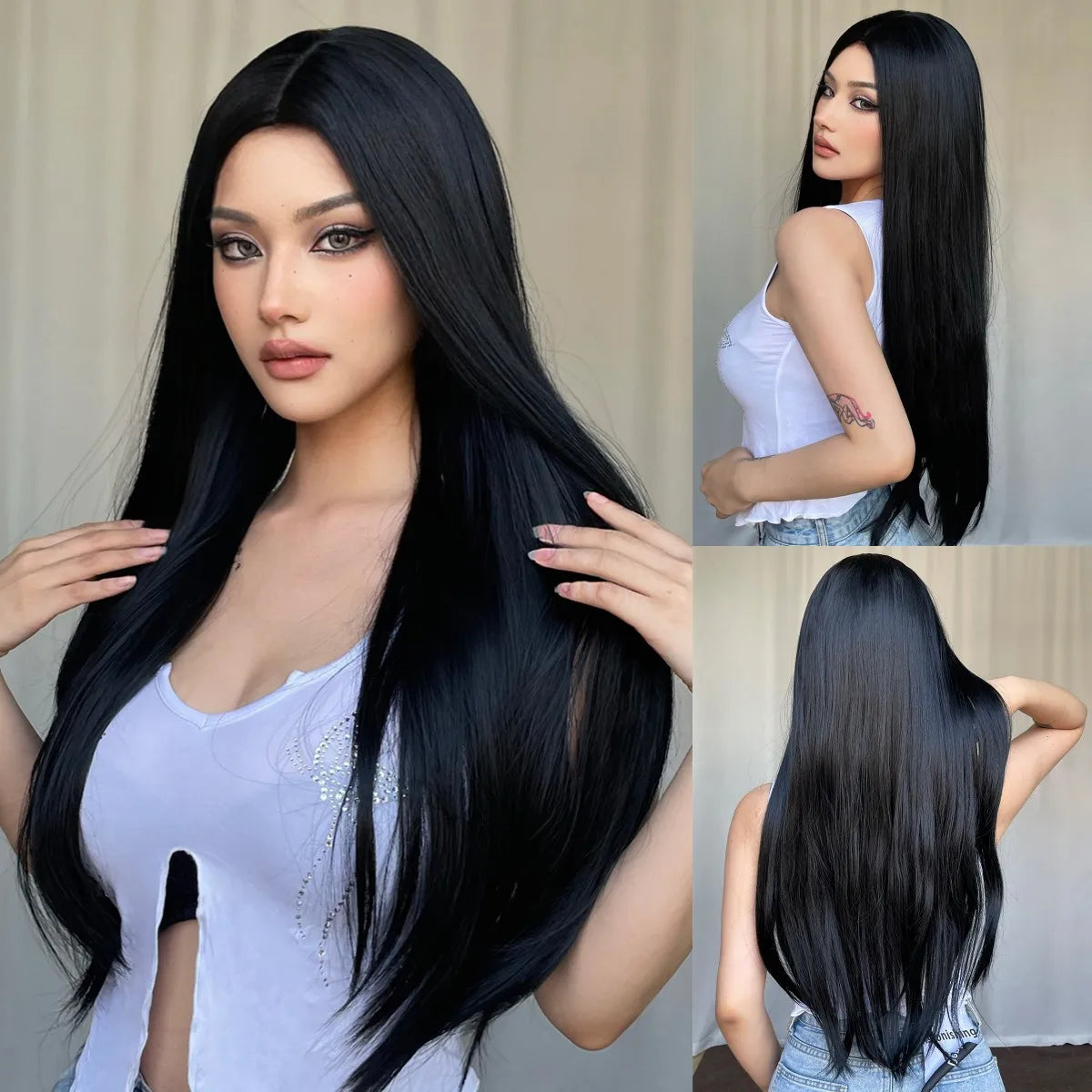Straight Dark Brown Synthetic Wigs