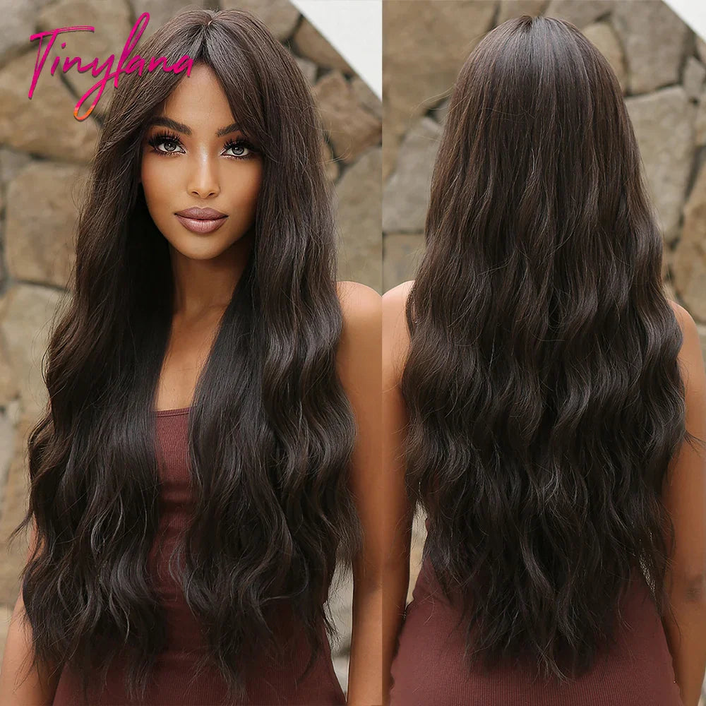 Super Long Curly Chocolate Brown Synthetic Hair Wigs