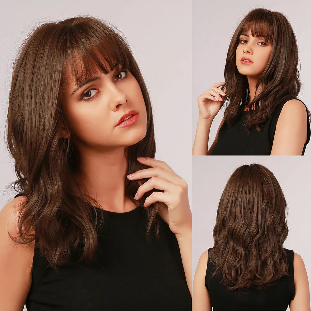 Brown Highlight Synthetic Wigs