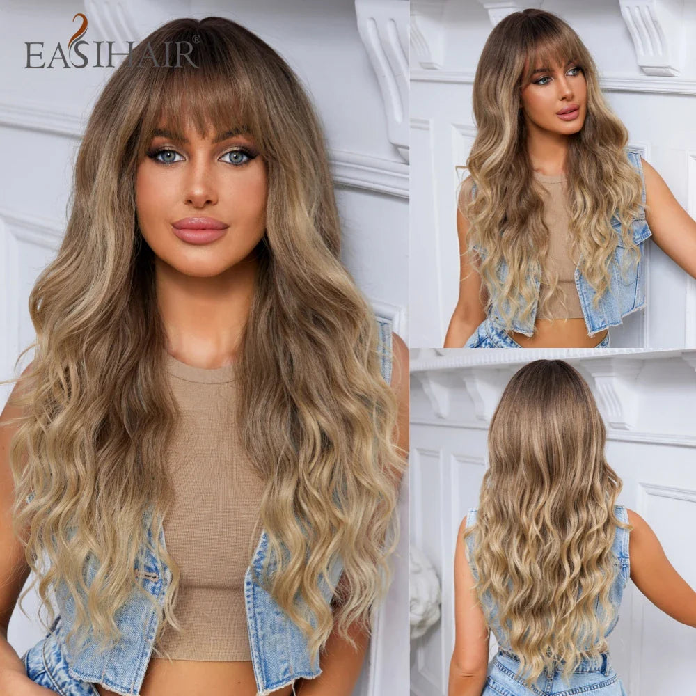 Sandy Blond Wavy Synthetic Wigs