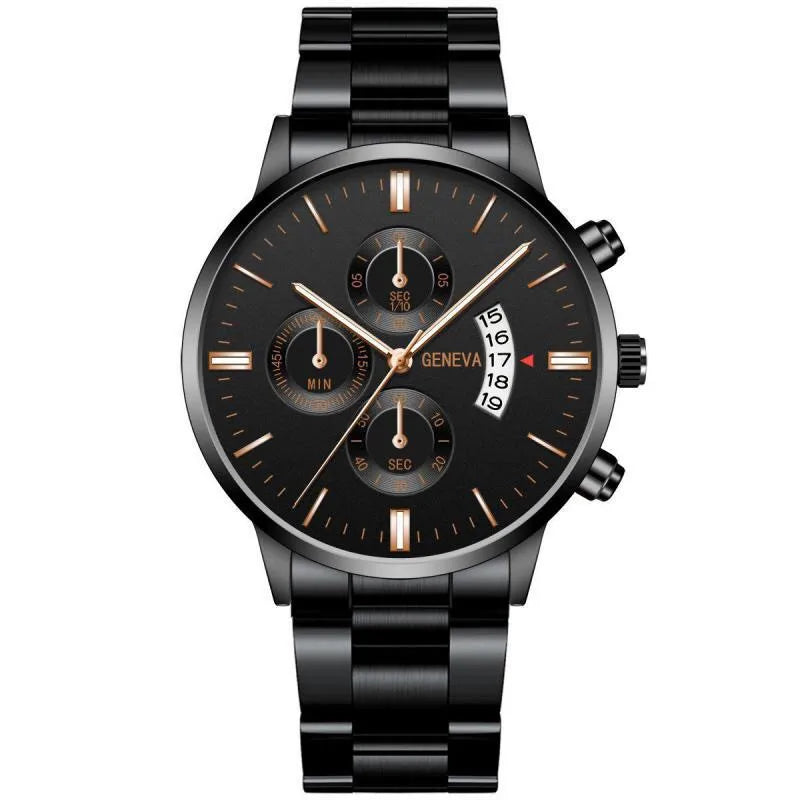 Leisure Black Stainless Steel Watch
