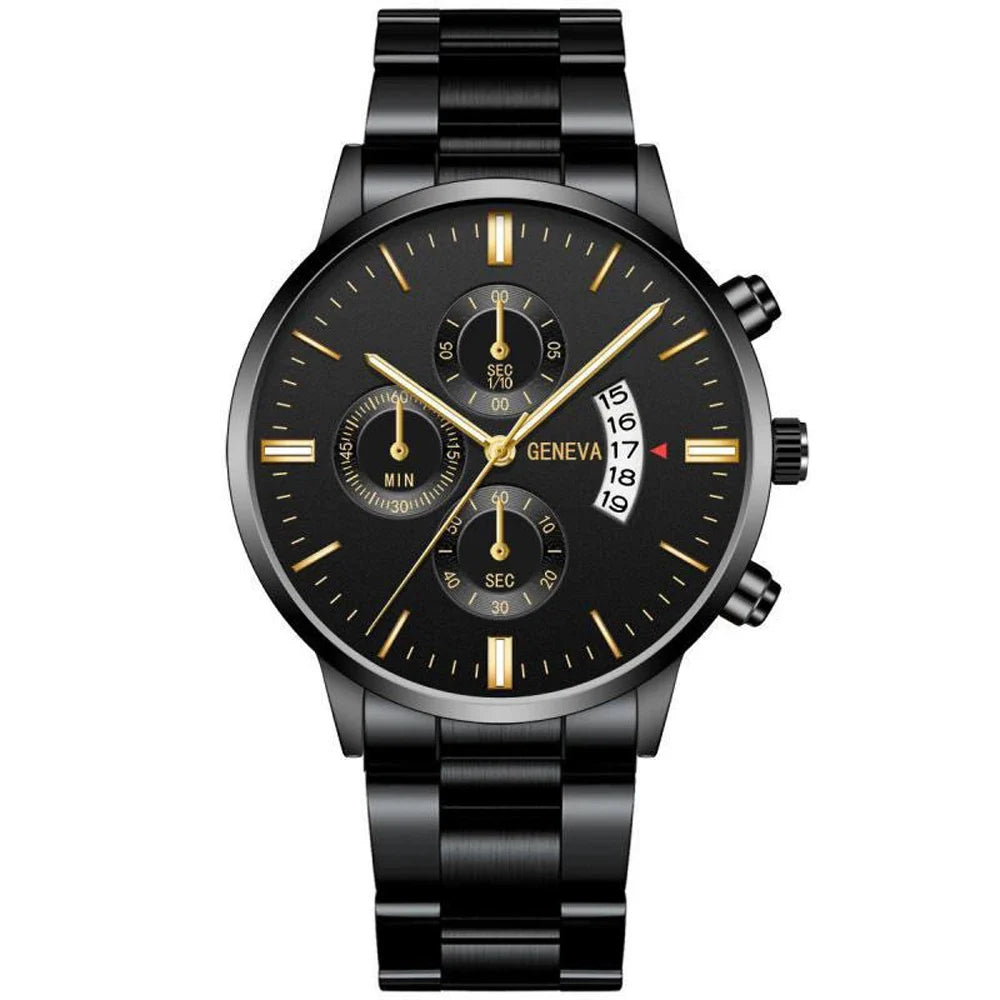 Leisure Black Stainless Steel Watch