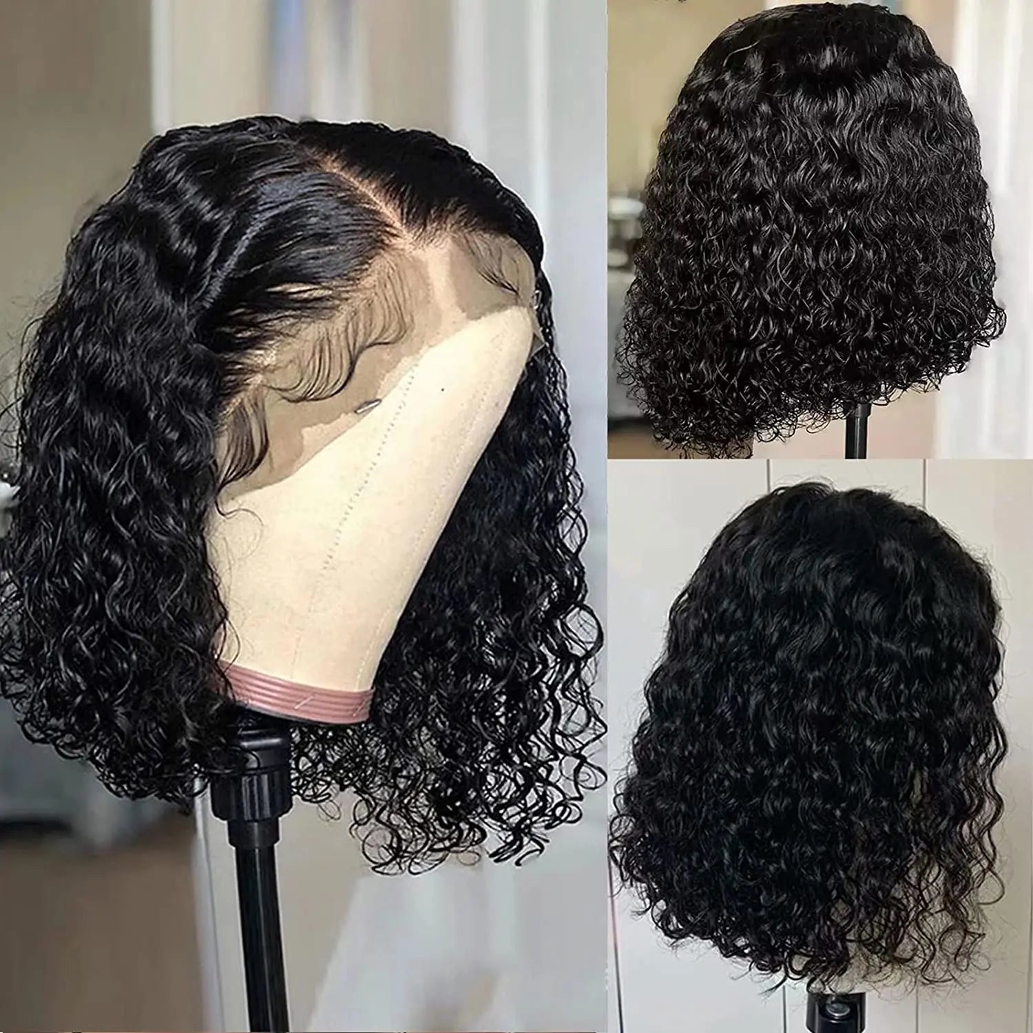 Black Curly Deep Water Curly Wigs