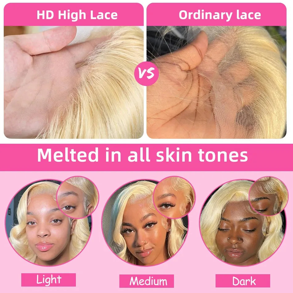 Body Wave Blonde Hd Lace Frontal Curly Hair Wigs