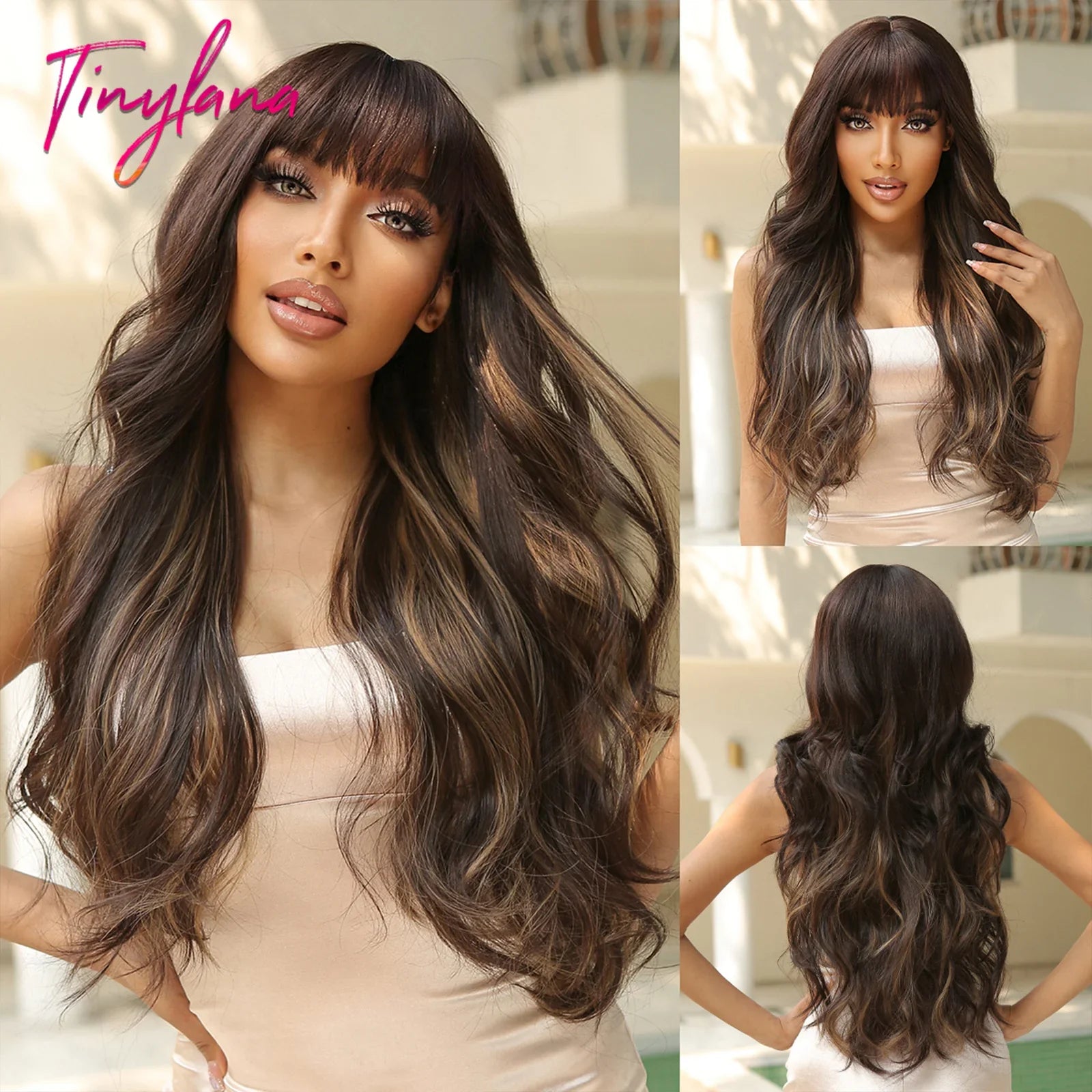 Super Long Curly Chocolate Brown Synthetic Hair Wigs