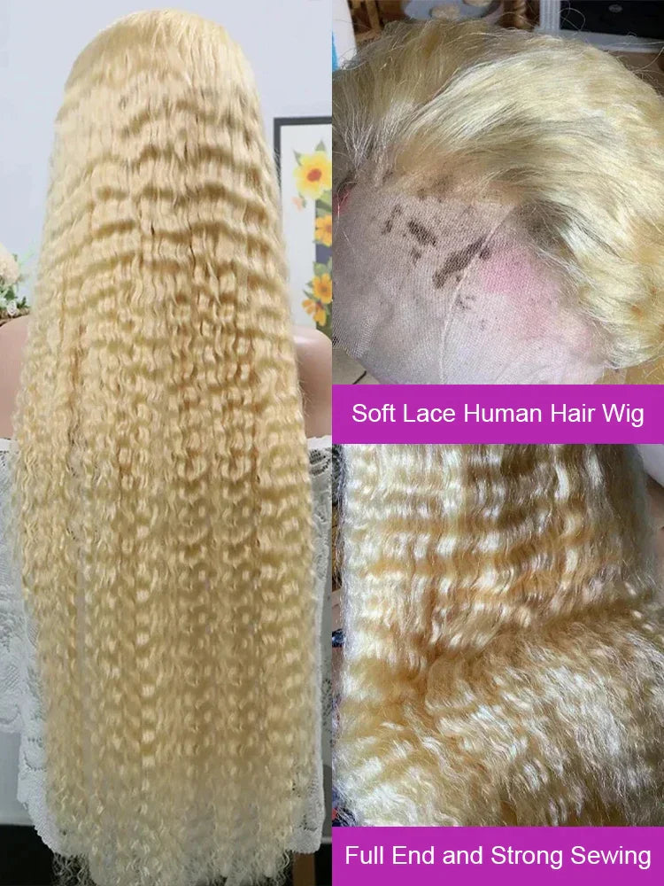 Honey Blonde Curly Human Hair Wigs