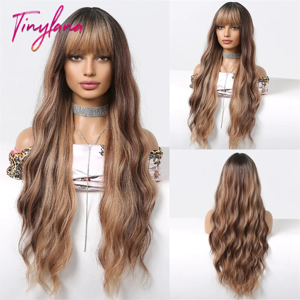 Super Long Curly Chocolate Brown Synthetic Hair Wigs