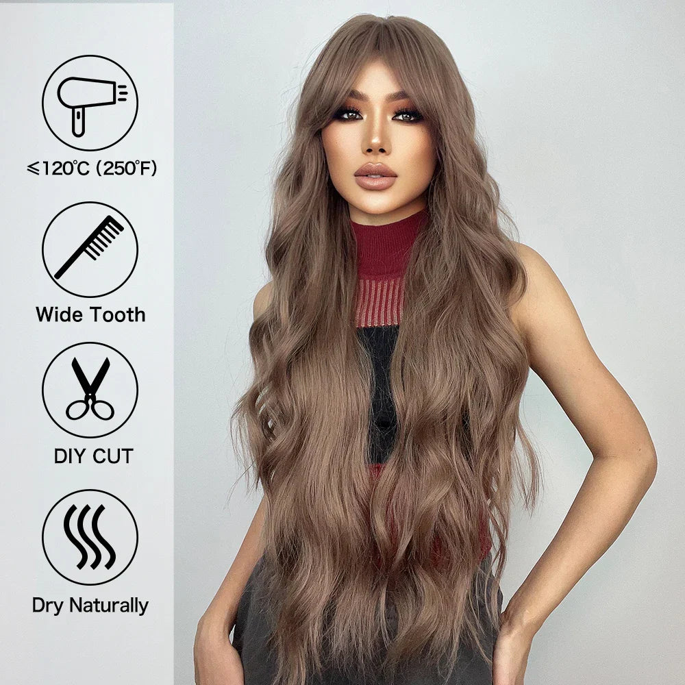 Super Long Curly Chocolate Brown Synthetic Hair Wigs