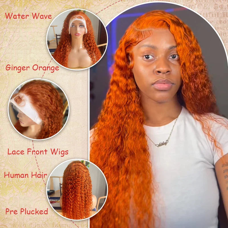 Water Wave Ginger Lace Front Wigs