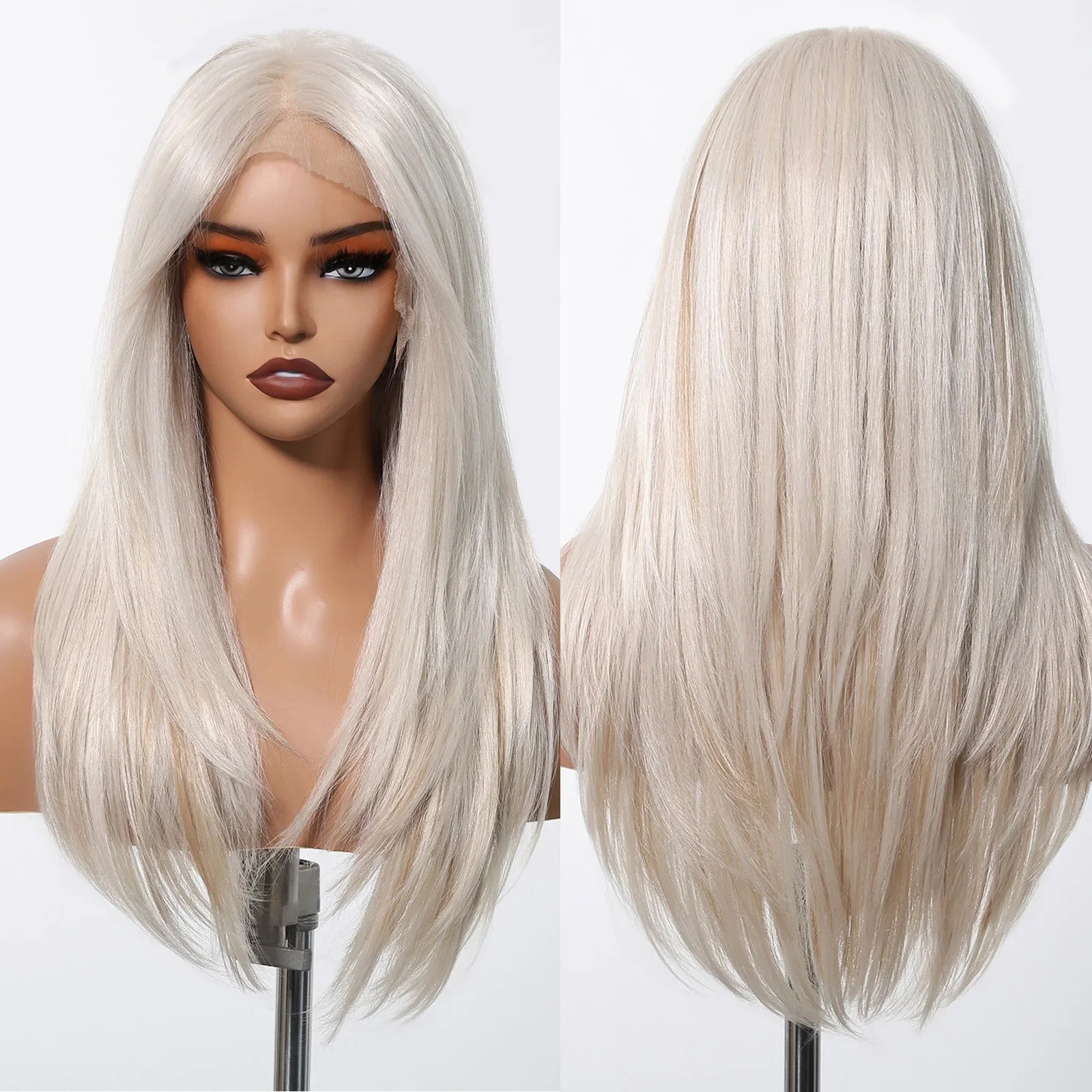 13*6 Lace Frontal Wig Synthetic Hair Blonde Mixed Brown Wig