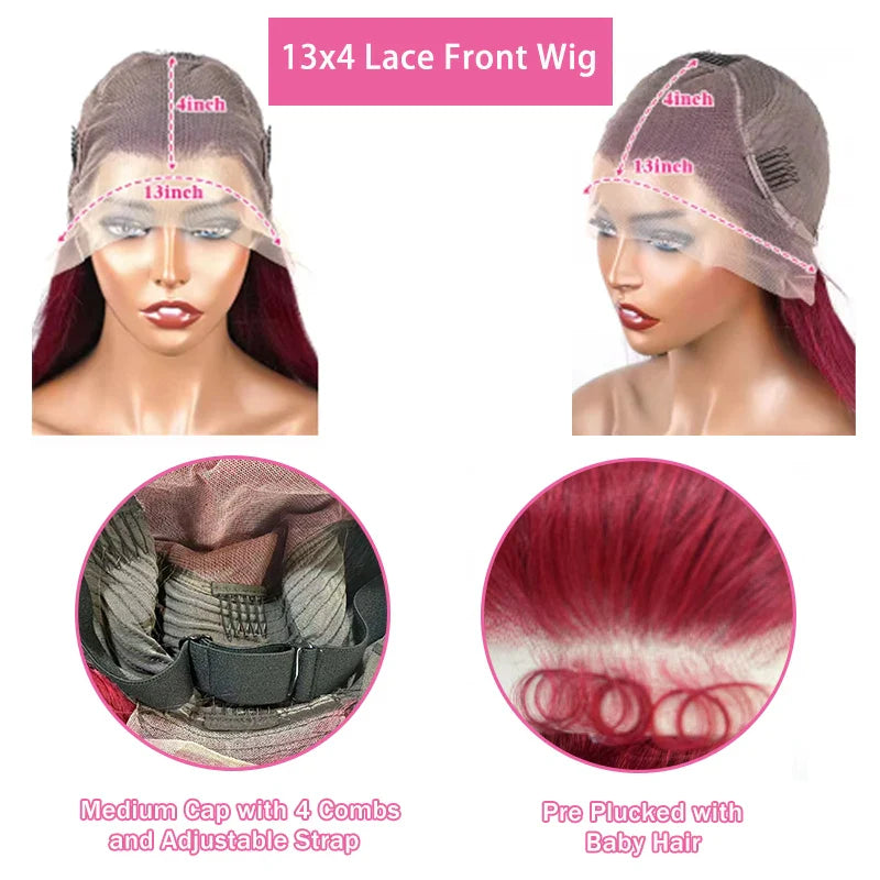 Water Wave Burgundy Lace Frontal Wigs