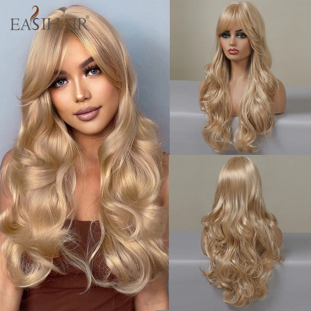Sandy Blond Wavy Synthetic Wigs