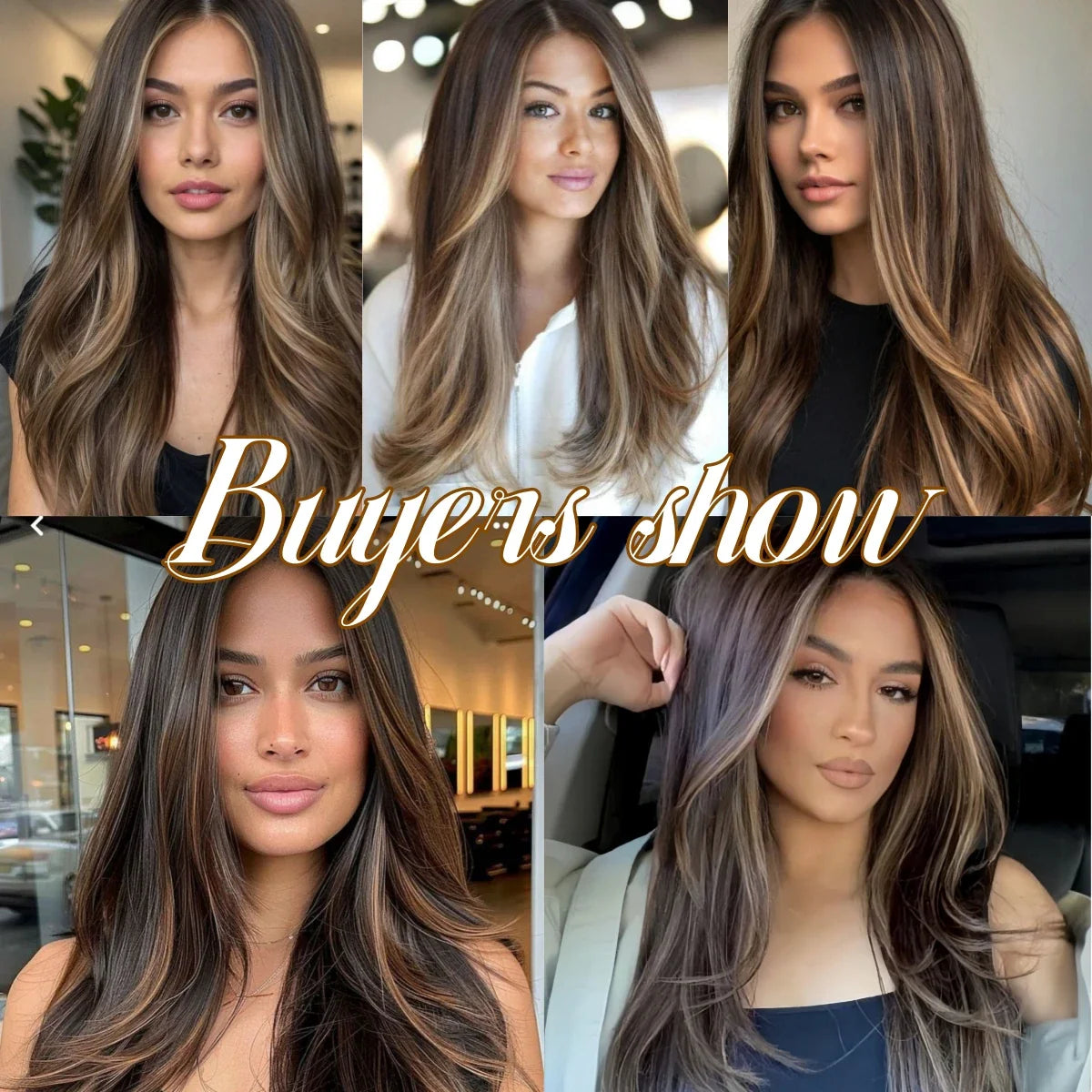 13*6 Lace Frontal Wig Synthetic Hair Blonde Mixed Brown Wig