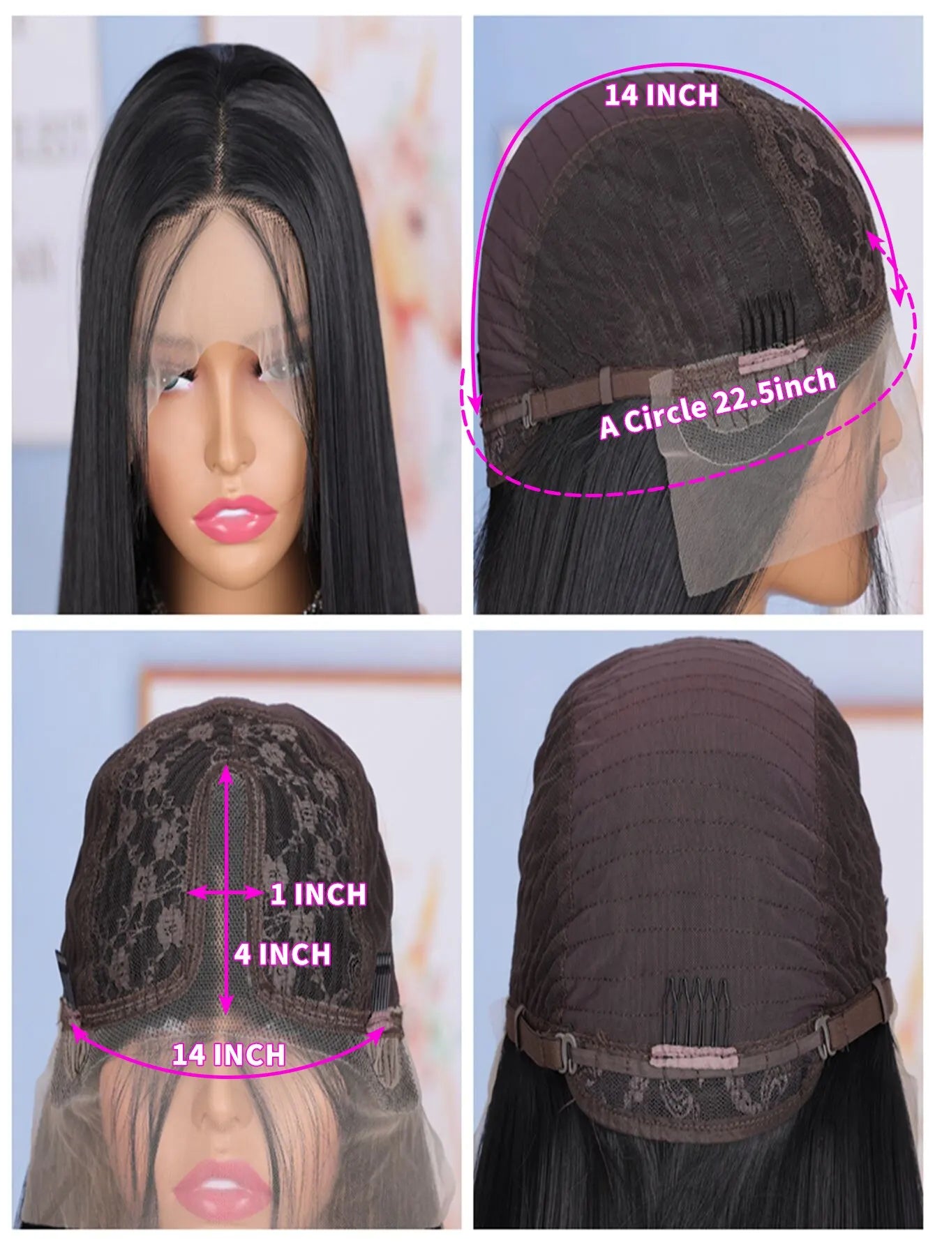 24 Inch Straight Lace Front Black Color Synthetic Hair Wigs