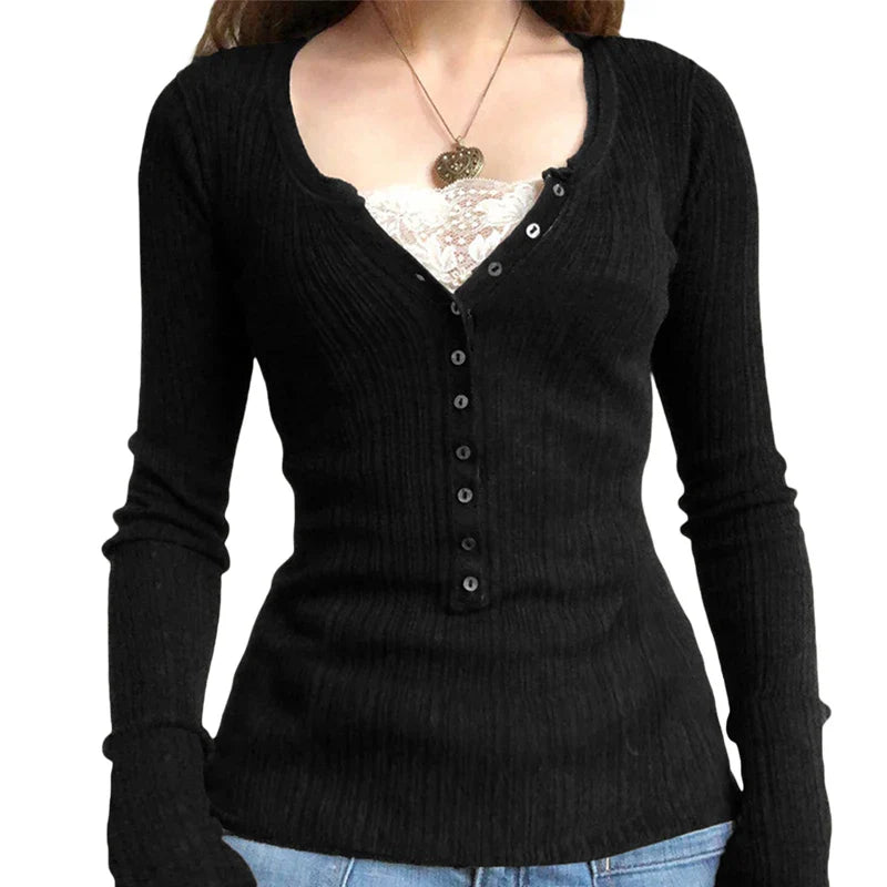 Vintage Long Sleeve Babydoll Knitted Sweater Tops