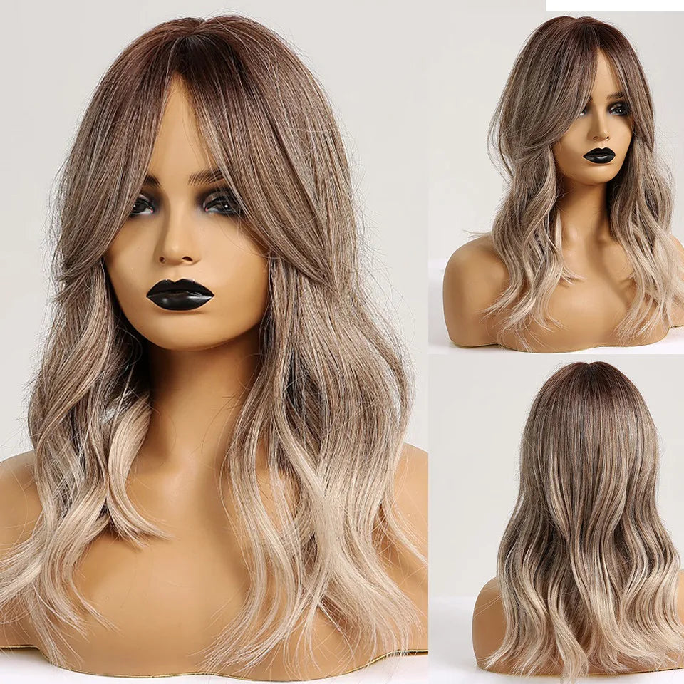 Brown Highlight Synthetic Wigs