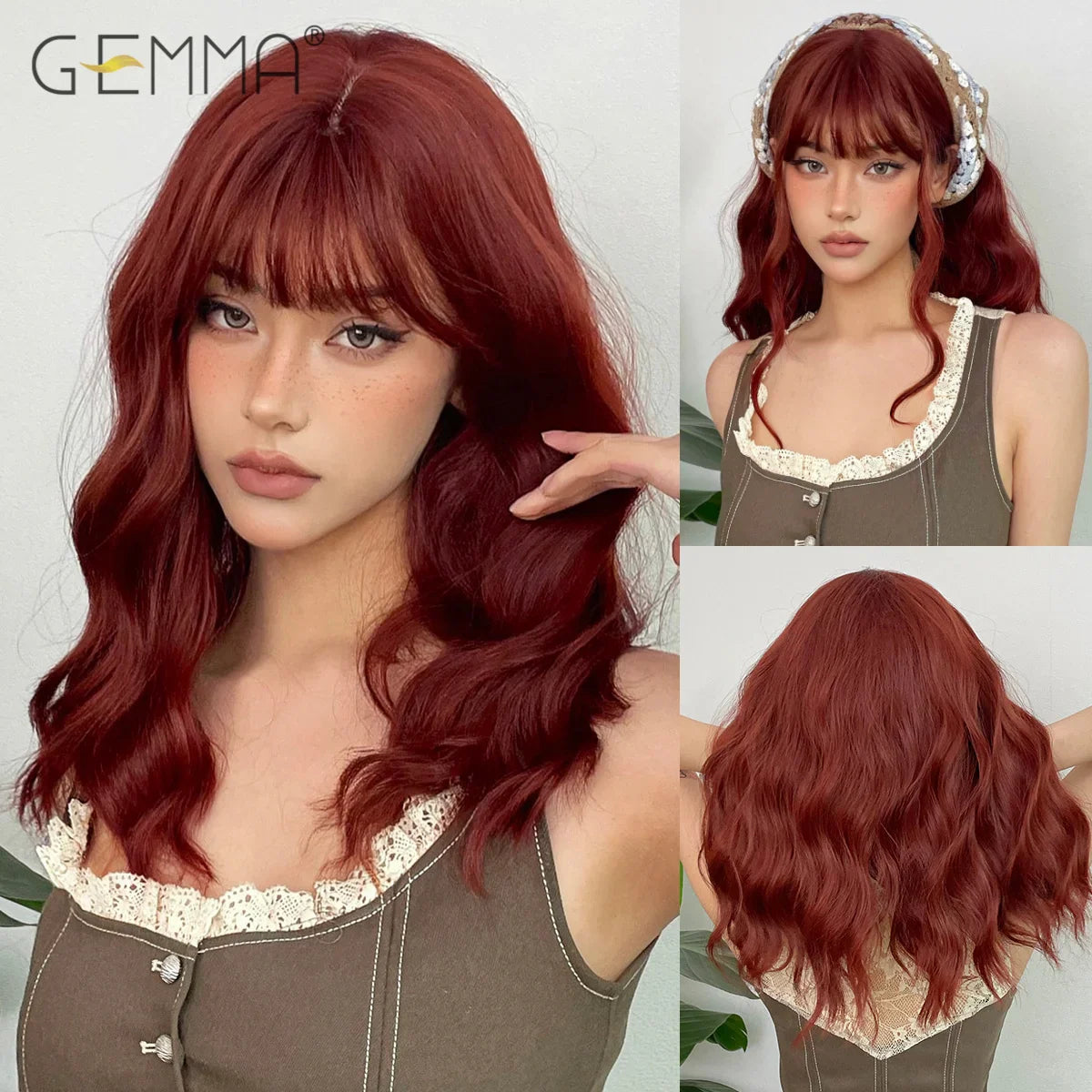 Red Brown Curly Wig