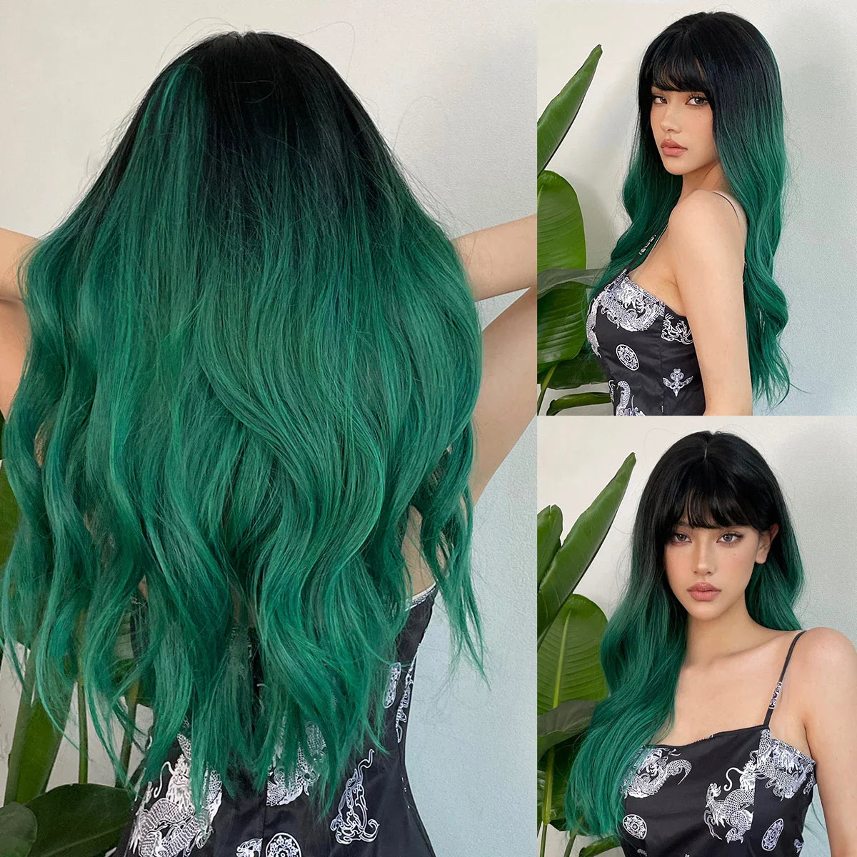 Red Brown Long Fluffy Wavy Synthetic Wigs