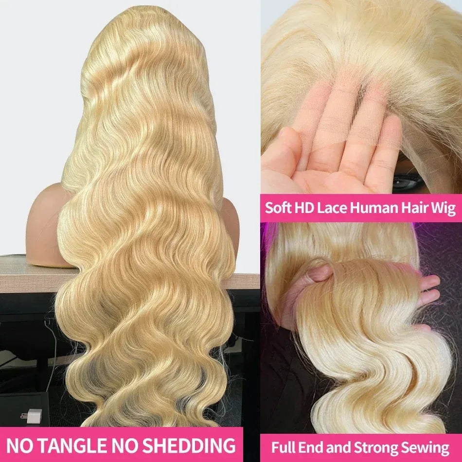Body Wave Blonde Hd Lace Frontal Curly Hair Wigs