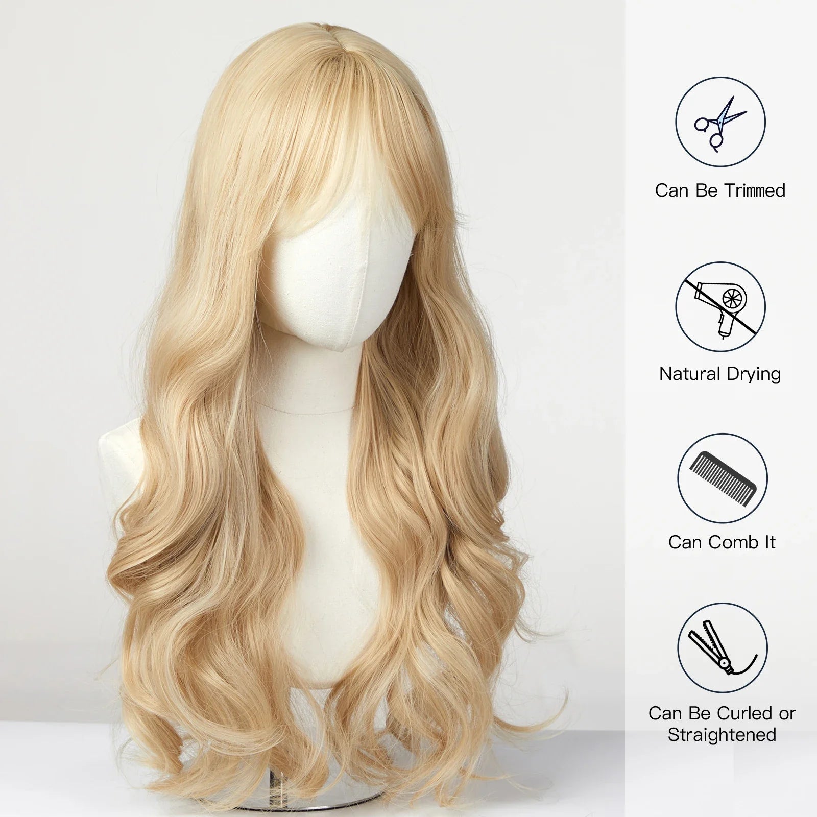 Sandy Blond Wavy Synthetic Wigs