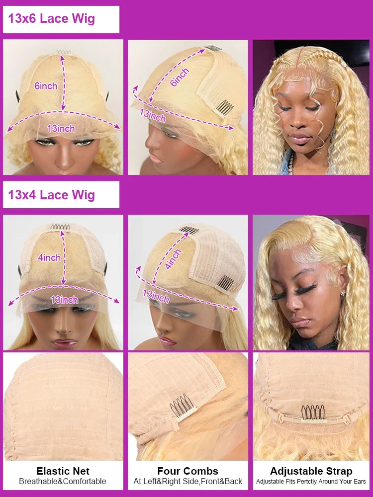 Honey Blonde Curly Human Hair Wigs