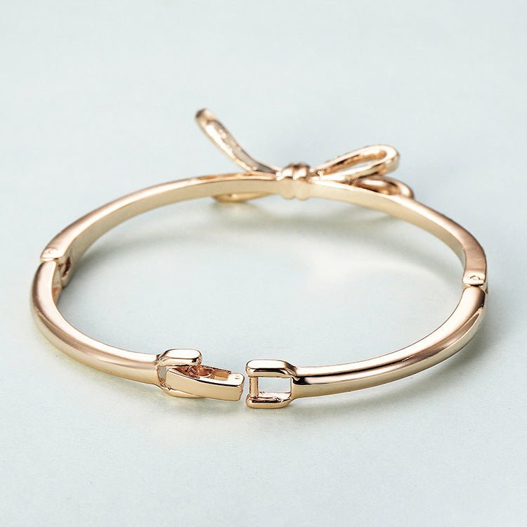 Diamonds Bows Rose Gold Alloy Bracelets