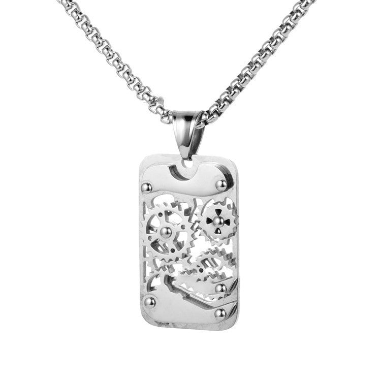 Titanium Steel Mechanical Gear Pendant