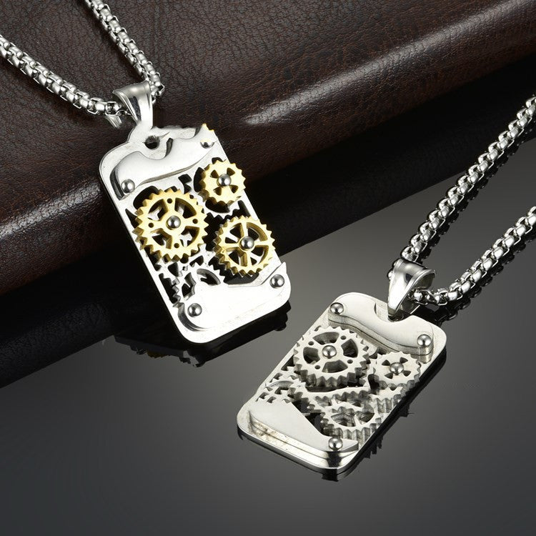 Titanium Steel Mechanical Gear Pendant