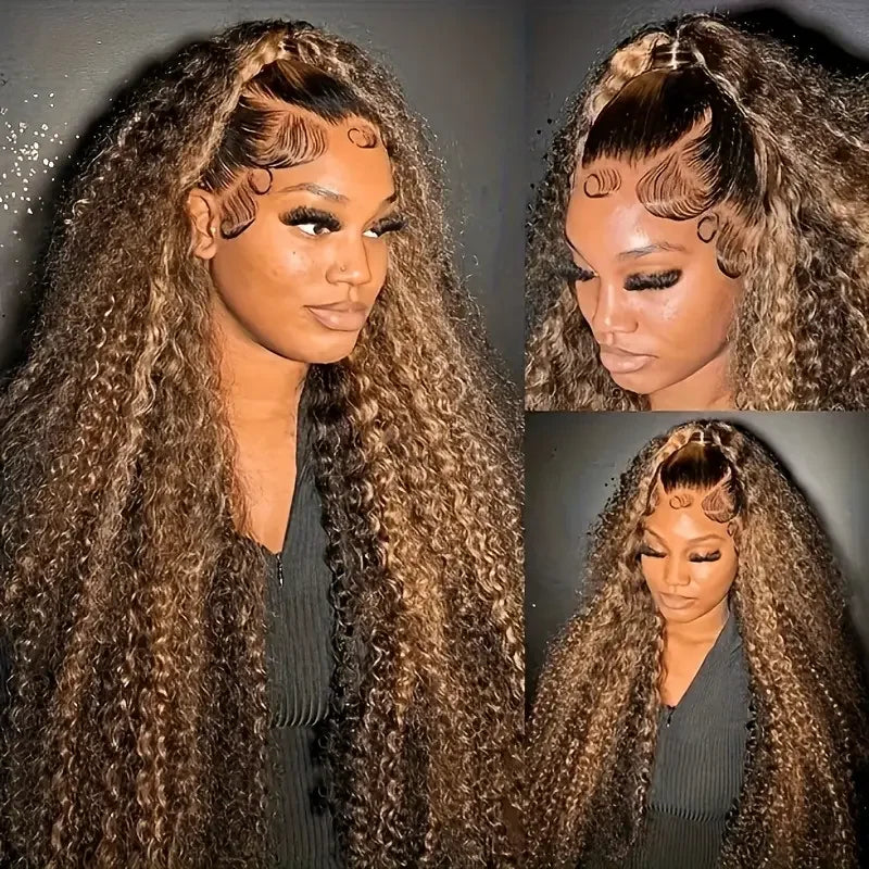 Highlight Lace Frontal Curly Human Hair Wigs