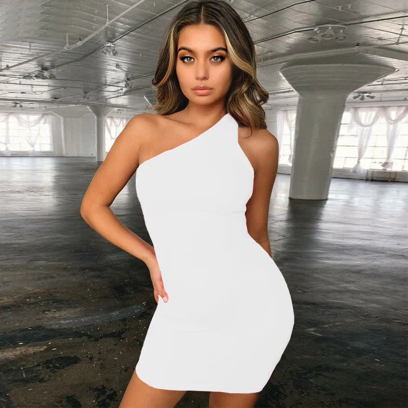 Black One Shoulder Club Dress