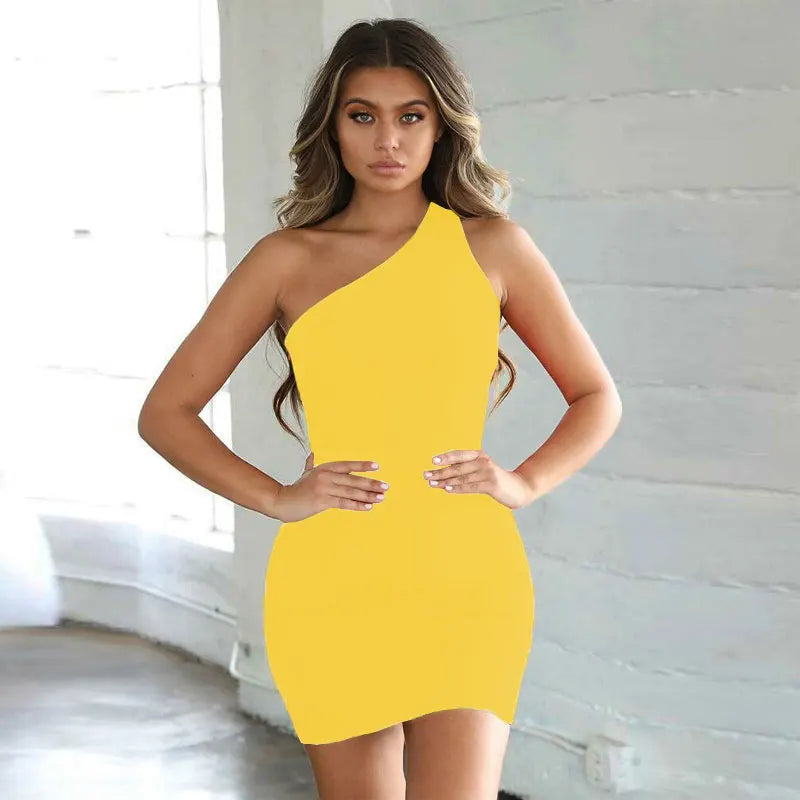 Black One Shoulder Club Dress