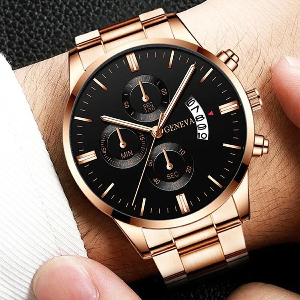 Leisure Black Stainless Steel Watch