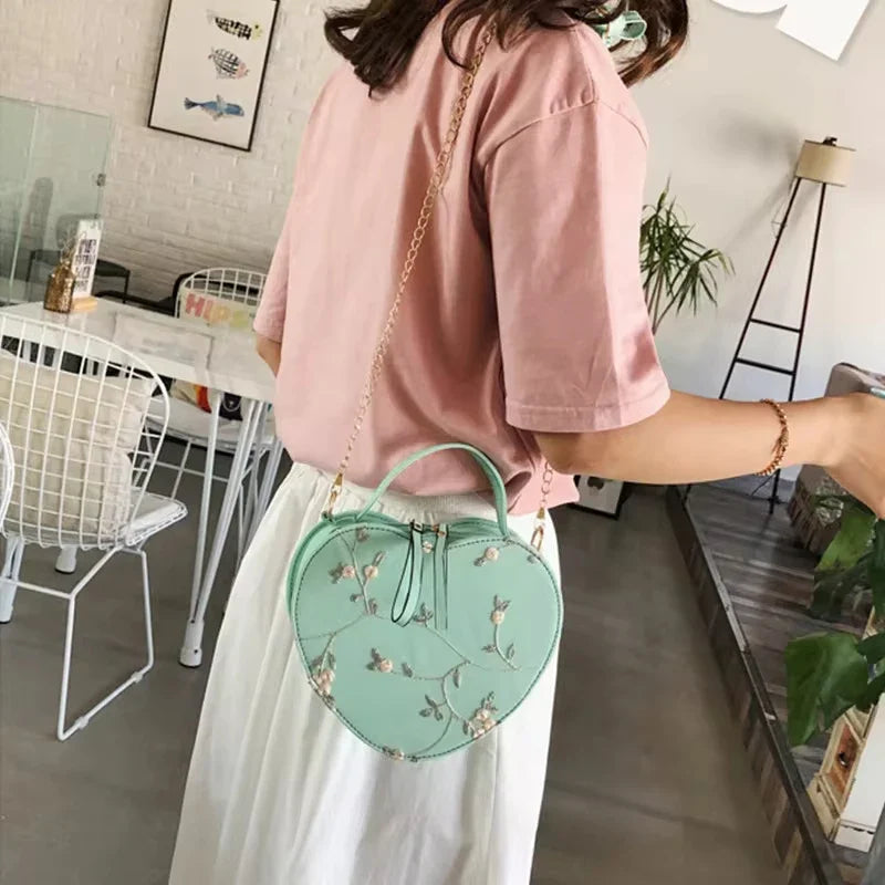 Sweet Lace Heart Round Handbags