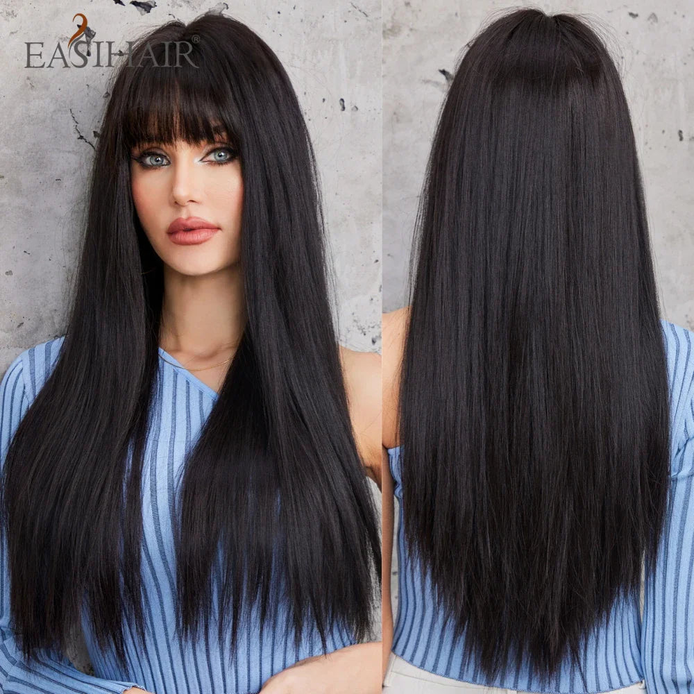 Blonde Golden Long Straight Synthetic Wigs