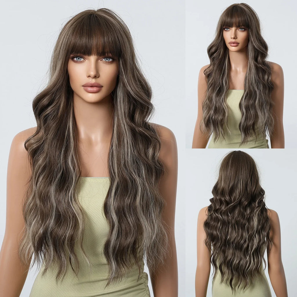 Copper Ginger Long Wavy Synthetic Wigs