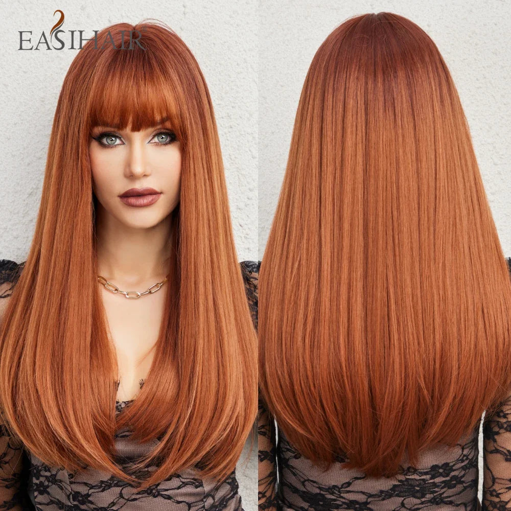 Blonde Golden Long Straight Synthetic Wigs