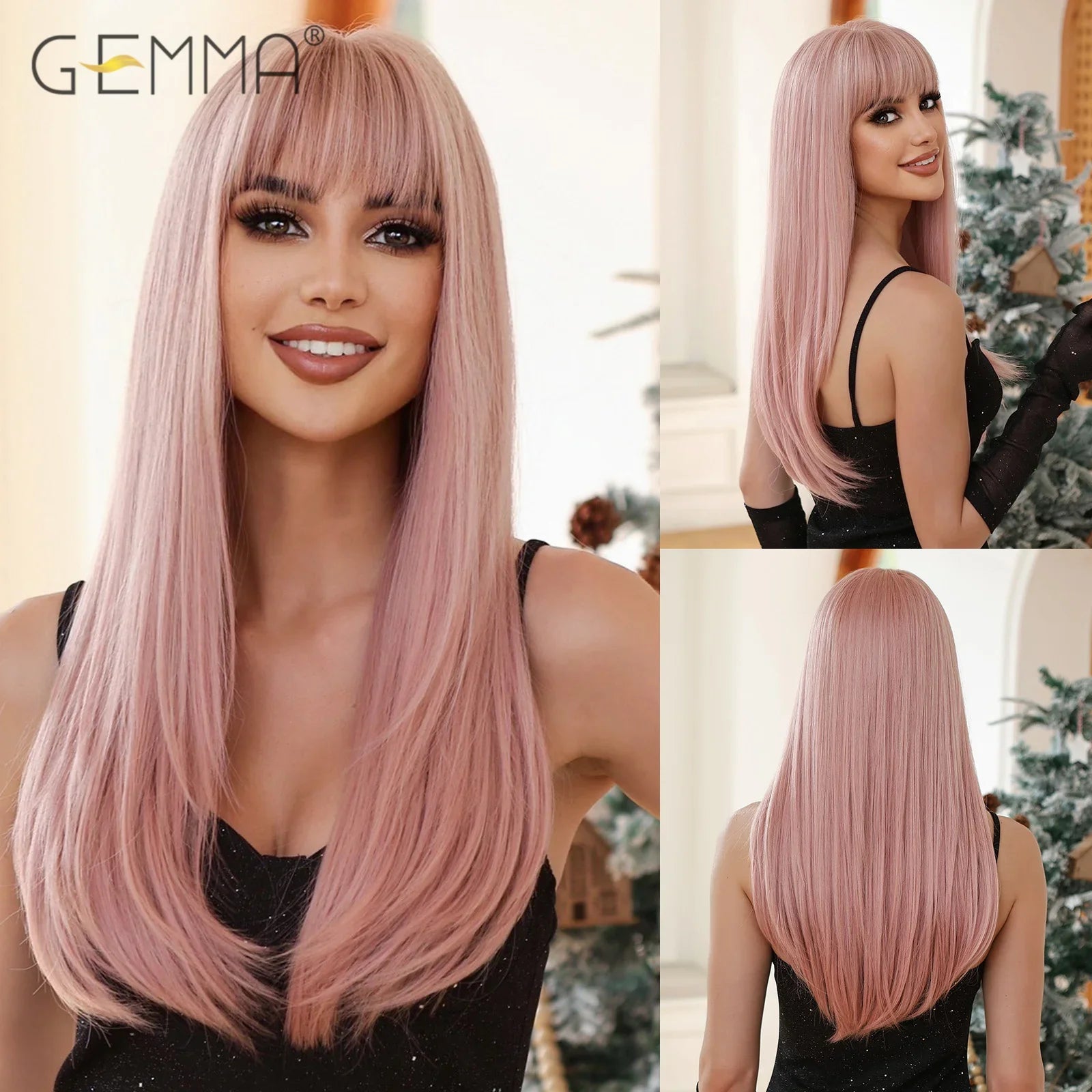 Synthetic Blonde Gray Long Straight Layered Wig