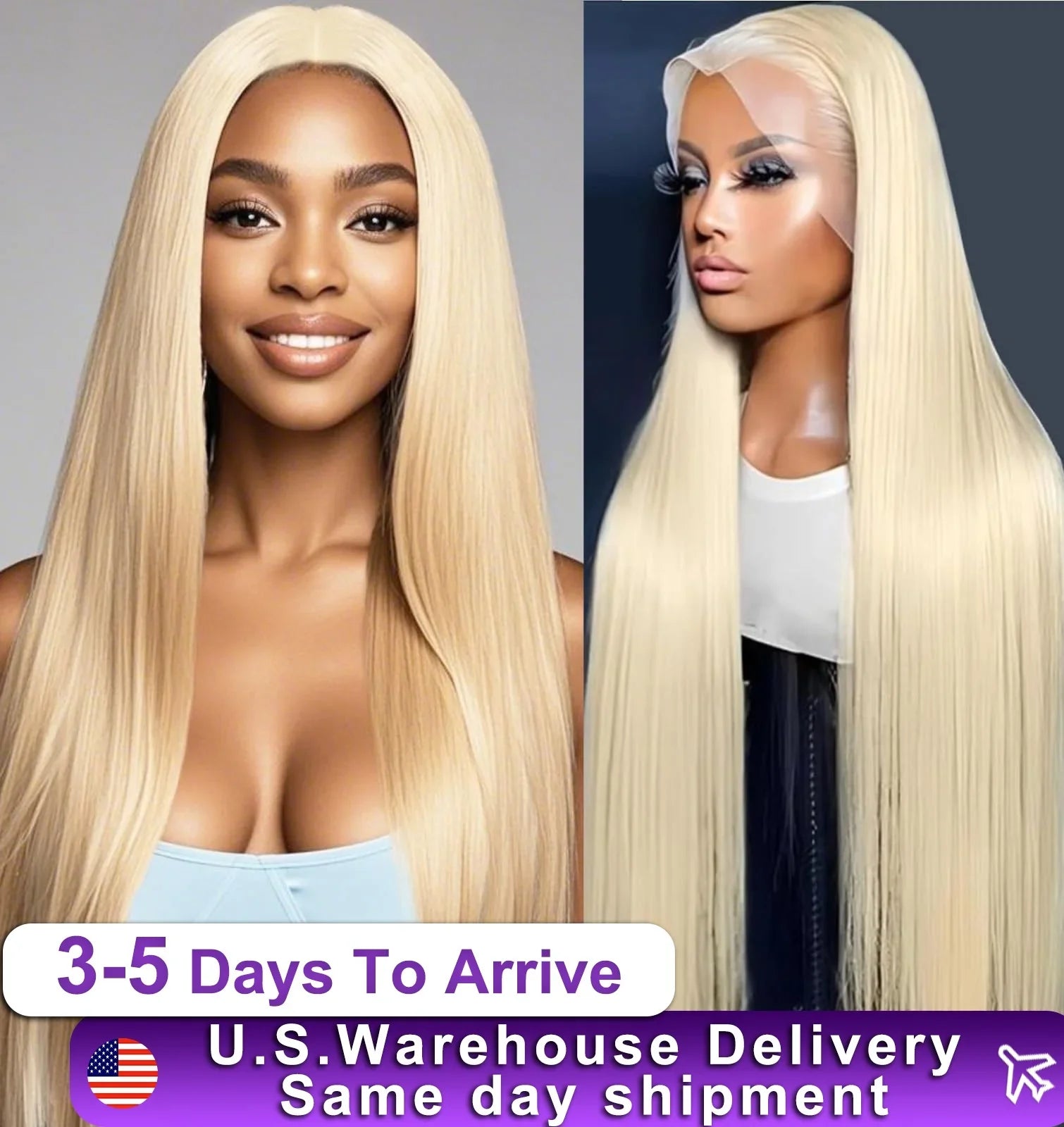 Lace Front Human Hair Blonde Straight Wig