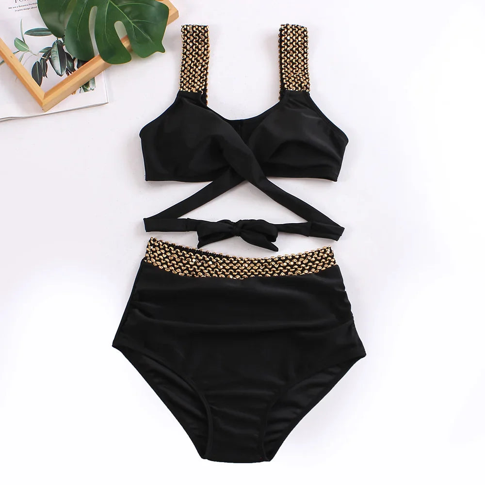 Cross High Waist Bikinis