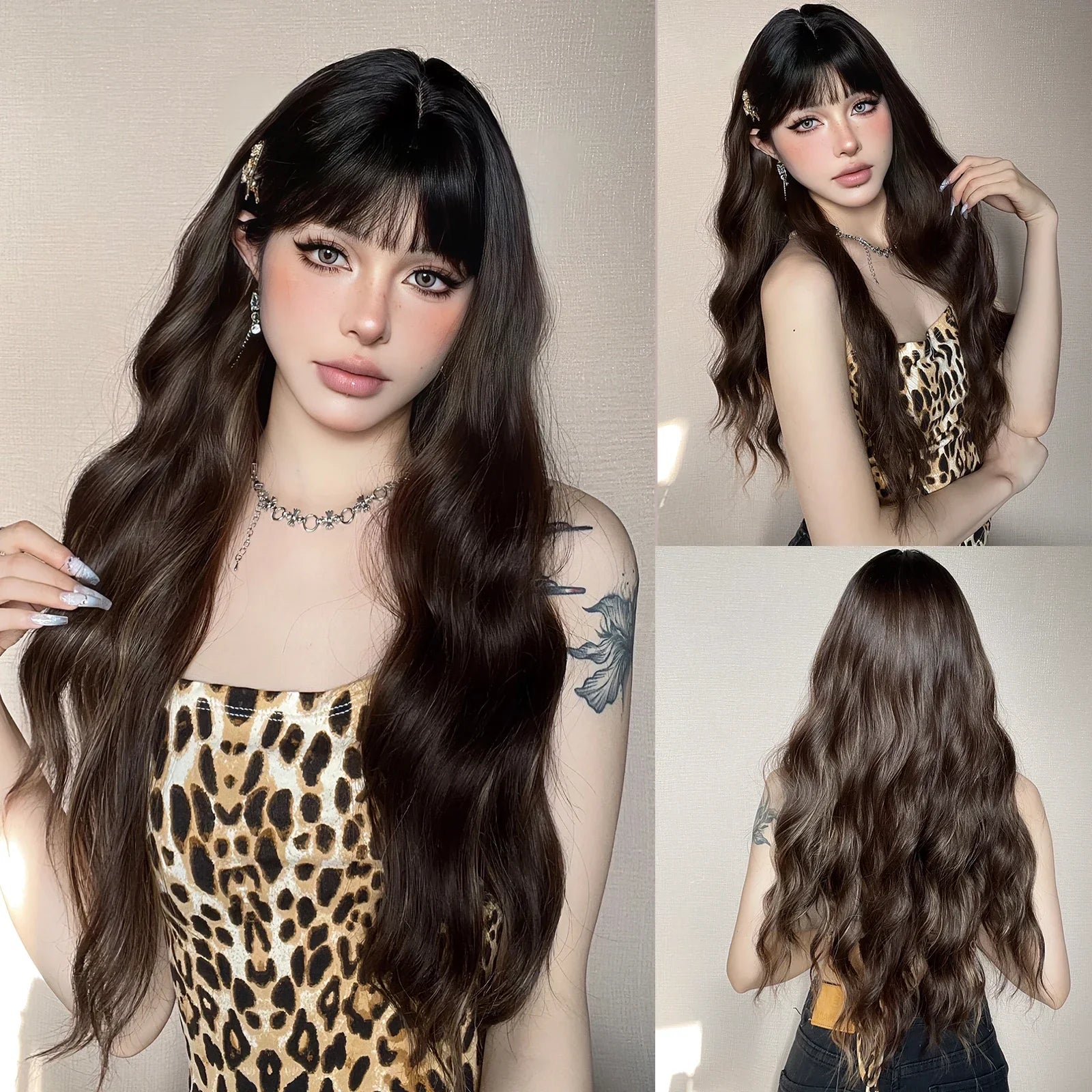 Copper Ginger Long Wavy Synthetic Wigs
