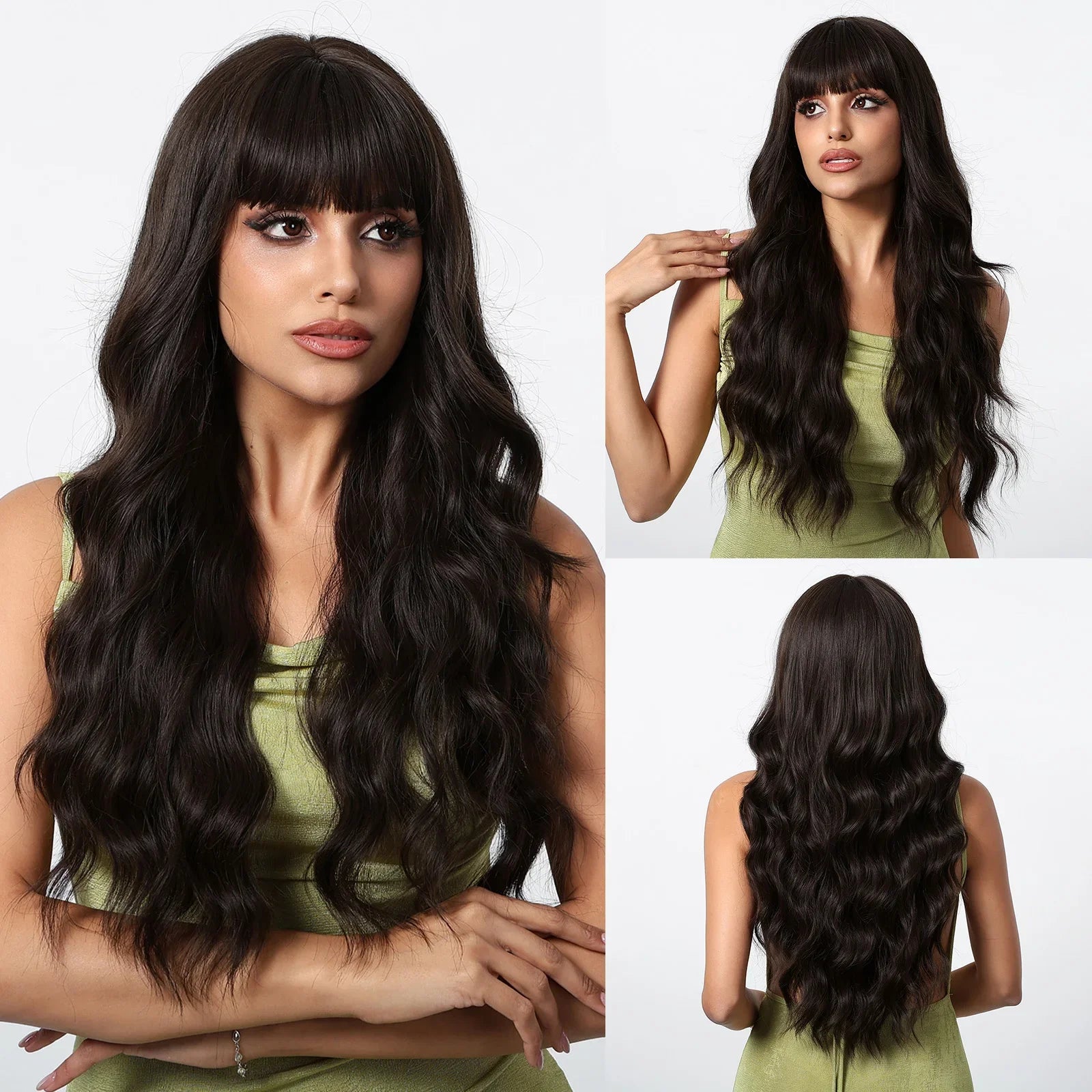 Copper Ginger Long Wavy Synthetic Wigs