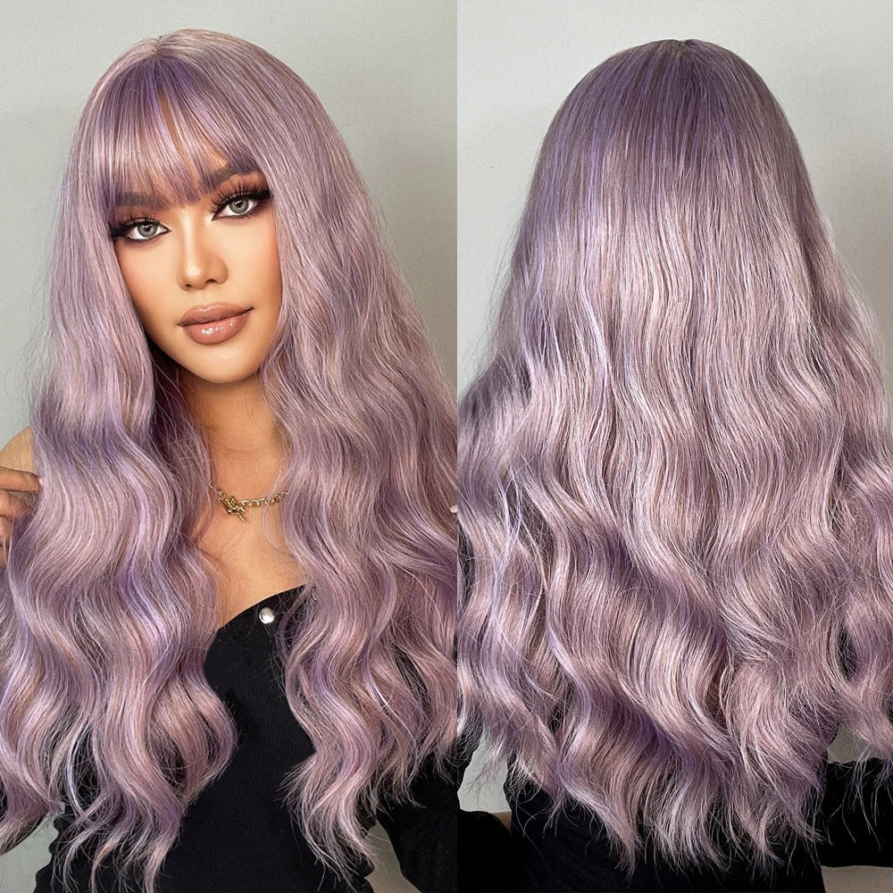 Red Brown Long Fluffy Wavy Synthetic Wigs