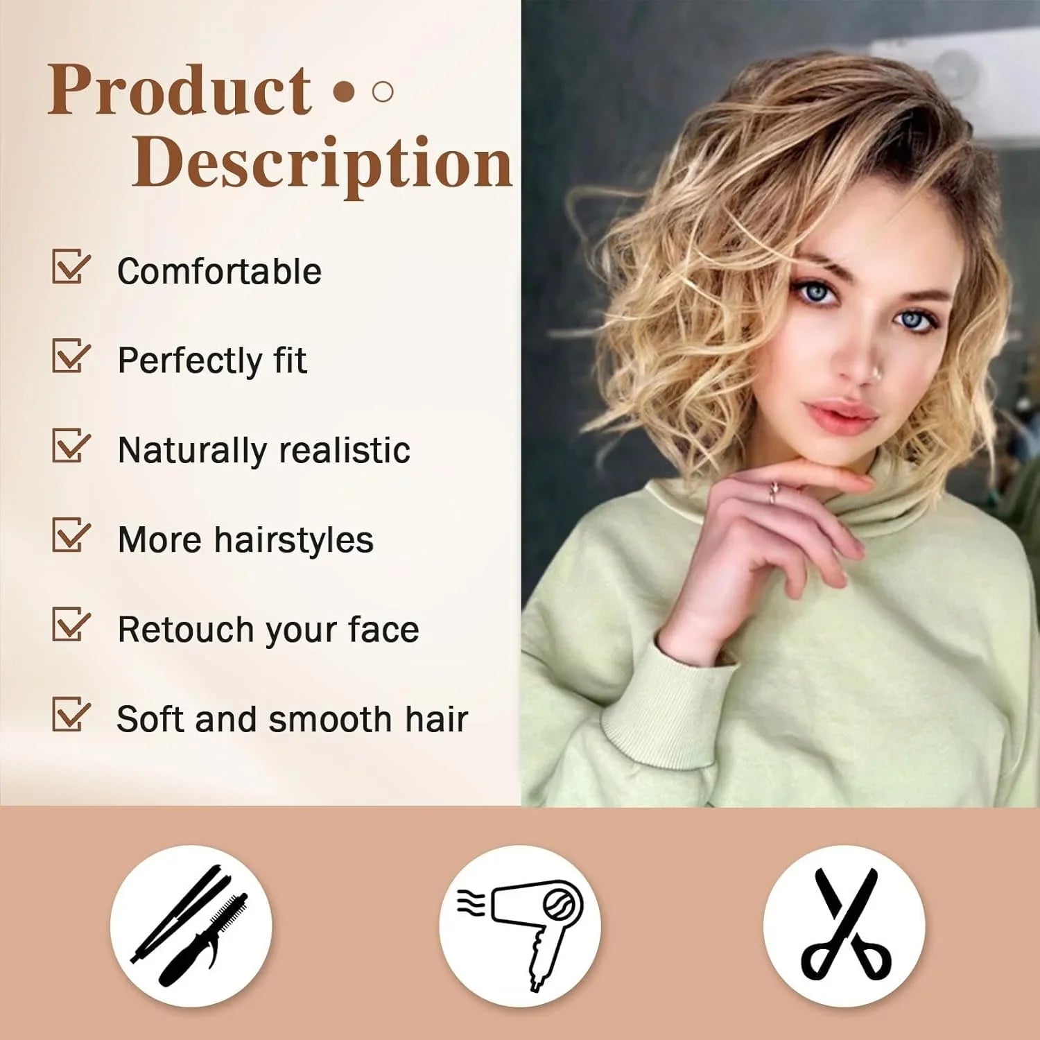 Short Layered Blonde Bob Wig