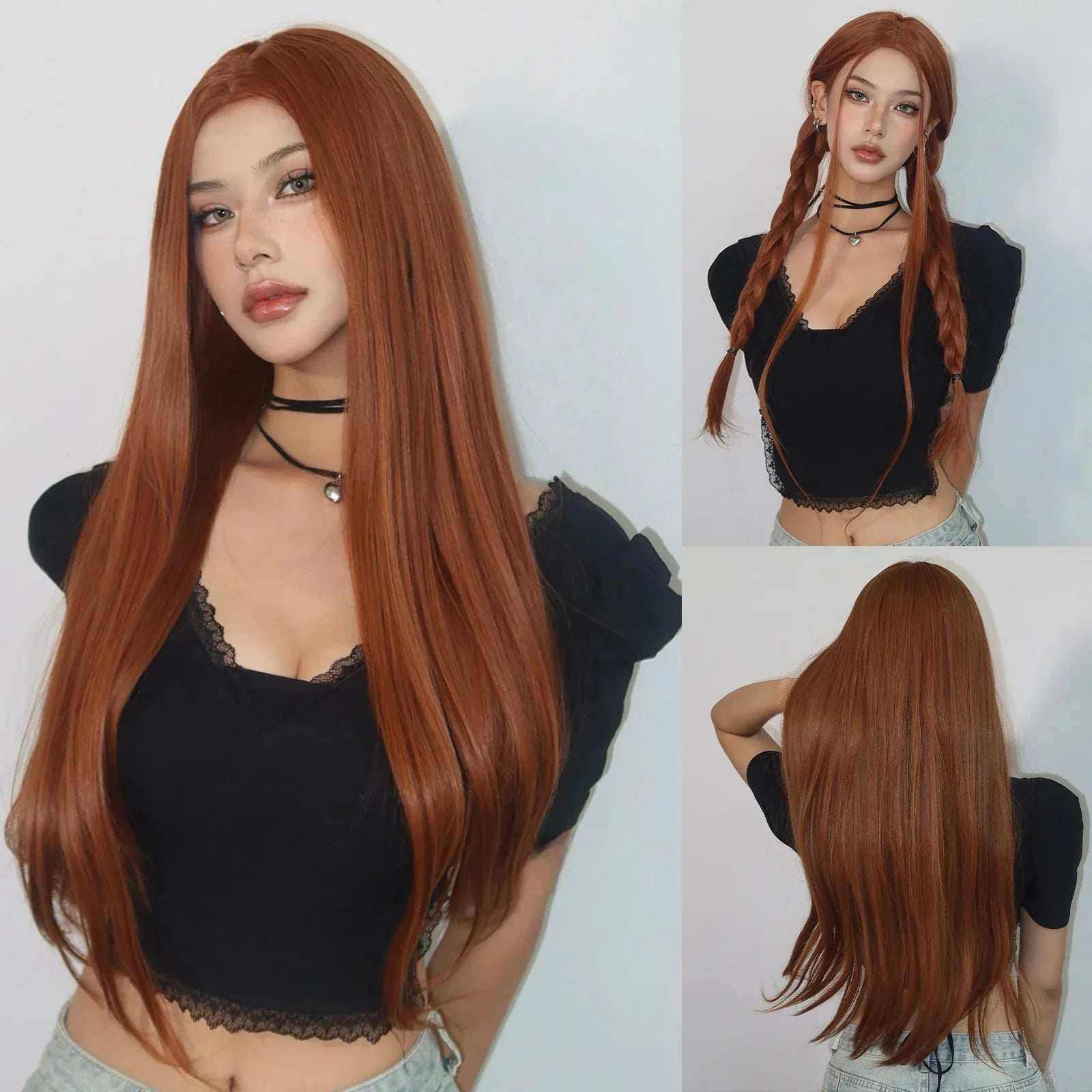 Light Blonde Golden Hair Long Silky Straight Synthetic Wig